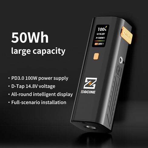 قبضة بطارية صغيرة EACHSHOT ZGCINE ZG-H50، 50 وات في الساعة 14.8 فولت مع شاشة OLED لمنافذ USB-C D-Tap، لإضاءة الفيديو والهواتف المحمولة Gopro ومدونات الفيديو بالفاصل الزمني وتصوير الأفلام المباشرة in Saudi Arabia