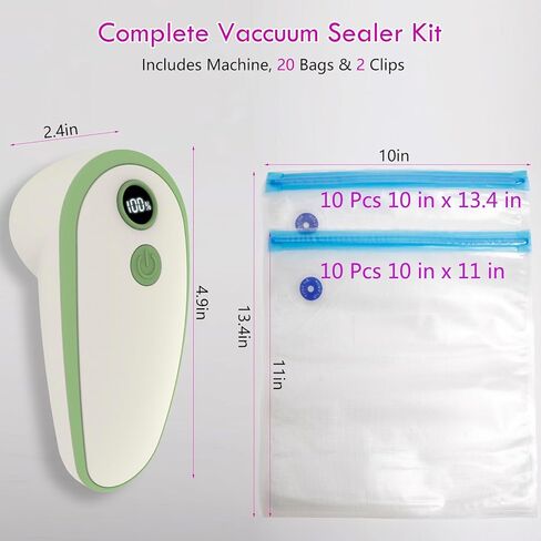 Handheld Vacuum Sealer for Food with 20 Reusable Bags,Portable Rechargeable Powerful Compact Vacuum Sealer Machine for Kitchen & Camping in Saudi Arabia