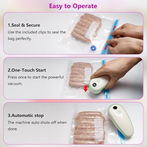 Handheld Vacuum Sealer for Food with 20 Reusable Bags,Portable Rechargeable Powerful Compact Vacuum Sealer Machine for Kitchen & Camping in Saudi Arabia