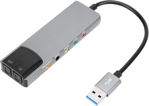 Diyeeni USB External Sound Card, 7.1 USB Surround Sound Card with SPDIF Digital for 5.1 & 7. Surround Systems, Aluminum Body, for Laptop PC in Saudi Arabia
