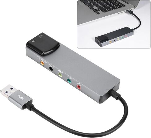 Diyeeni USB External Sound Card, 7.1 USB Surround Sound Card with SPDIF Digital for 5.1 & 7. Surround Systems, Aluminum Body, for Laptop PC in Saudi Arabia
