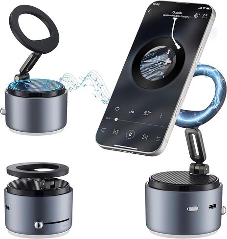 Phone Holder for Magsafe with Wireless Bluetooth Speaker, Cell Phone Stand HD Surround Sound Perfect for Home and Outdoors with Bluetooths Speakers for Desk Compatible with iPhone/Samsung in Saudi Arabia