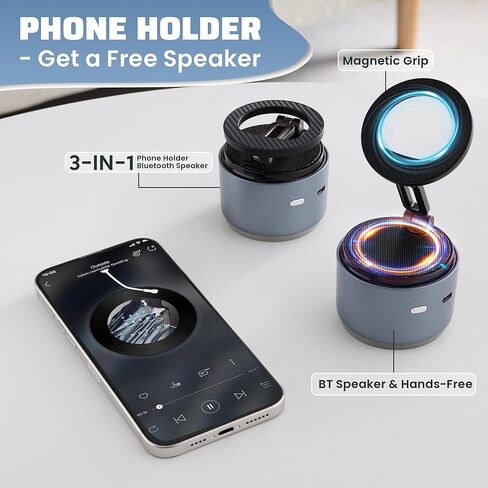 Phone Holder for Magsafe with Wireless Bluetooth Speaker, Cell Phone Stand HD Surround Sound Perfect for Home and Outdoors with Bluetooths Speakers for Desk Compatible with iPhone/Samsung in Saudi Arabia