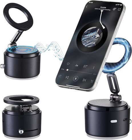 Phone Holder for Magsafe with Wireless Bluetooth Speaker, Cell Phone Stand HD Surround Sound Perfect for Home and Outdoors with Bluetooths Speakers for Desk Compatible with iPhone/Samsung in Saudi Arabia