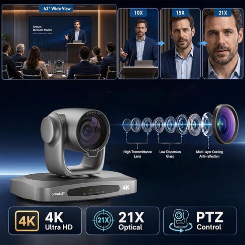 كاميرا 4K NDI PTZ Camer 20X زووم بصري AI تتبع الكاميرا مع HDMI/USB/LAN/PoE كاميرا غرفة الاجتماعات للبث المباشر ومؤتمرات الفيديو وخدمات الكنيسة in Kuwait