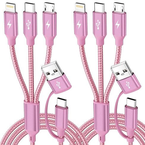 كابل USB A/USB C 4 في 2 مع 3 منافذ من النوع C+ 1IP، وكابلات شحن متعددة مقسم USB C لأجهزة متعددة، وسلك شاحن سيارة أساسي للسفر لهاتف iPhone17-12/Android/Pad والمزيد (عبوة واحدة بطول 5 أقدام باللون الأرجواني) in Kuwait