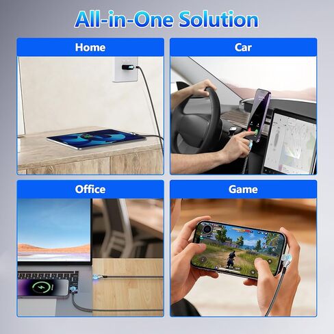 كابل شاحن iPhone يدور 90 درجة مع رأس دوار 180 درجة، [معتمد من MFi] سلك إضاءة بزاوية يمنى 6.6 قدم لـ Apple CarPlay، شحن سريع USB A إلى كابل Lightning لهاتف iPhone 14 13 12 11 X iPad in Kuwait