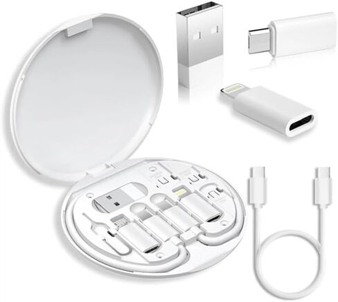 Multifunctional cable organizer, compatible with USB-C and Micro-USB devices, and standard data cables (white) in Saudi Arabia
