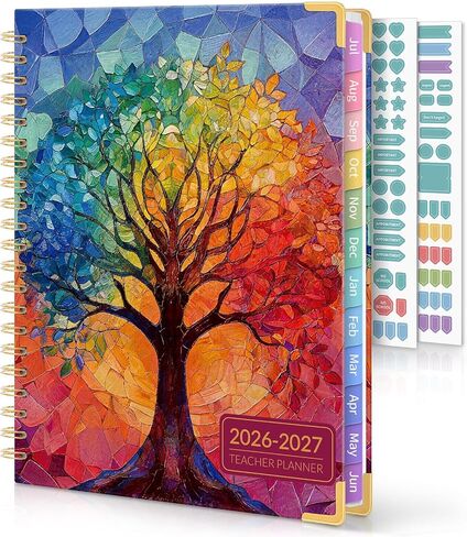 Teacher Planner 2025-2026 Academic Year, 8.5" x 11" Deluxe Teacher Lesson Planner with Monthly Tabs & Stickers, Lesson Plan Book 25-26, Rainbow in Saudi Arabia