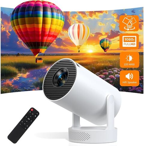 Smart Mini Projector with WiFi 6 and Bluetooth 5.0, Support 4K 1080P, Built-in Apps & 180° Rotation, Auto Vertical Keystone, Portable Movie Projector for Bedroom Home Outdoor, Ivory in Saudi Arabia