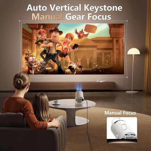 Smart Mini Projector with WiFi 6 and Bluetooth 5.0, Support 4K 1080P, Built-in Apps & 180° Rotation, Auto Vertical Keystone, Portable Movie Projector for Bedroom Home Outdoor, Ivory in Saudi Arabia