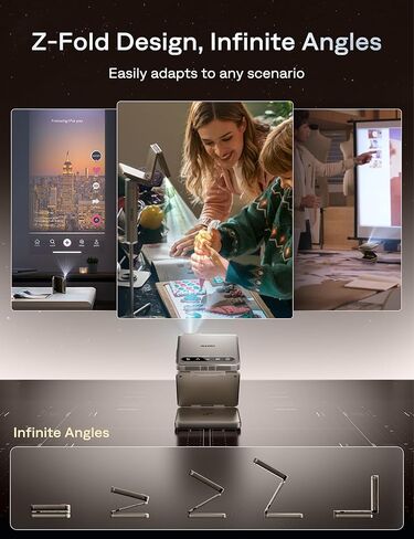 Aurzen ZIP Tri-Fold DLP Ultra-Portable Mini Pocket Projector, Bluetooth 5.4, Screen Mirroring, ToF Zero-Lag Focus, 1.5H Playtime, USB-C Powered, Pico Projector for Travel/Sewing/DIY Crafts, Gold in Saudi Arabia