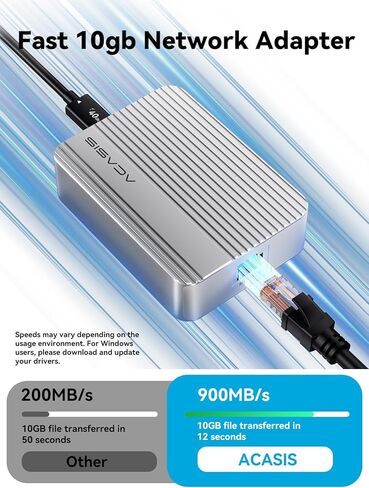 ACASIS USB4 to10gb ethernet Adapter High-Speed USB C to Network Adapter Only Compatible Thunderbolt3/4/USB4 Aluminum10g ethernet Adapter Supports10/5/2.5/1Gbps/100Mb/s for Mac OS/Windows/Linux（Used） in Saudi Arabia