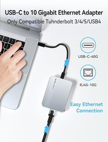ACASIS USB4 to10gb ethernet Adapter High-Speed USB C to Network Adapter Only Compatible Thunderbolt3/4/USB4 Aluminum10g ethernet Adapter Supports10/5/2.5/1Gbps/100Mb/s for Mac OS/Windows/Linux（Used） in Saudi Arabia