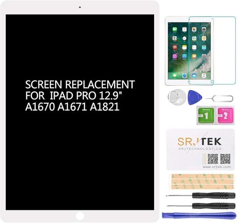 لجهاز iPad Pro 12.9 2nd A1670 A1671 A1821 شاشة بديلة LCD تعمل باللمس محول رقمي + مجموعة كابل مرن PCB موصل IC (2017) (أبيض) in Saudi Arabia