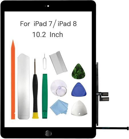 لجهاز iPad 7/8 (الجيل الثامن) استبدال شاشة زجاجية تعمل باللمس، لجهاز iPad 10.2 بوصة A2197 A2200 A2270 A2428، مع زر الصفحة الرئيسية والأدوات - أبيض in Kuwait