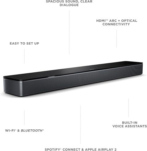 Bose Smart Soundbar 600 with Dolby Atmos, Bluetooth Wireless Sound Bar for TV with Build-In Microphone and Alexa Voice Control, Black (Renewed) in Saudi Arabia