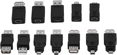 Pack of 12 Pcs Usb2.0 Adapters, B5Pgguwa Multiple Converters Connectors, Plug and Play, Solve Connection Trouble, Backwards Compatible, USB to USB Adapr of 12 Pcs Usb2.0 Adapters, Multiple Converters in Saudi Arabia