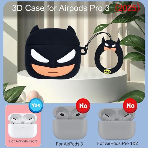 for AirPods Pro 3rd Generation Case 2025 Released, 3D Cute Cartoon Cool Funny Animal Anime Shockproof Silicone Cover Skin for AirPods Pro 3 Case Accessories with Cleaning Pen Kit for Boy Girl in Saudi Arabia