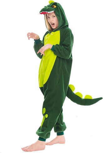 Spooktacular Creations Unisex Child Dinosaur jumpsuit Pajama Plush Dinosaur Costume Halloween Costume Party Role Play in Saudi Arabia