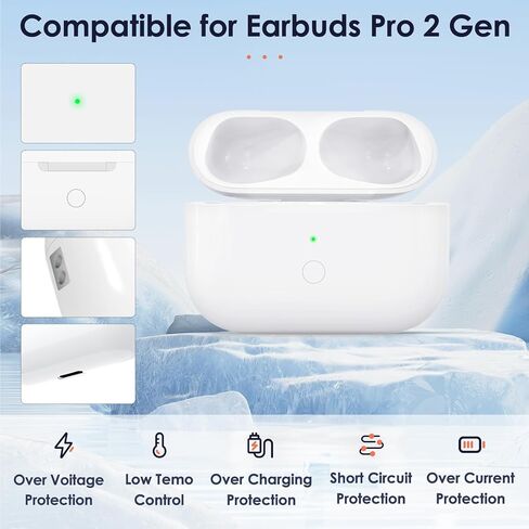 Wireless Charging Case Compatible for AirPods Pro 1st & 2nd Gen with USB-C Charging, Type-C Charging Port for AirPods Pro Charging Case Replacement with Bluetooth Pairing Sync Button in Saudi Arabia