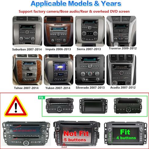 Car Radio Stereo CD DVD Player for Chevrolet Impala Traverse Avalanche GMC Sierra Acadia Yukon Chevy Silverado Tahoe Suburban 2007-2013 with Wireless Carplay Android Auto Navi Backup Cam/SWC in Saudi Arabia