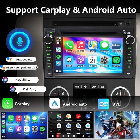 Car Radio Stereo CD DVD Player for Chevrolet Impala Traverse Avalanche GMC Sierra Acadia Yukon Chevy Silverado Tahoe Suburban 2007-2013 with Wireless Carplay Android Auto Navi Backup Cam/SWC in Saudi Arabia