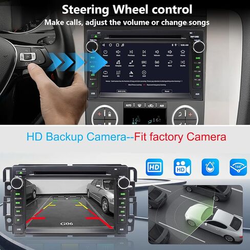 Car Radio Stereo CD DVD Player for Chevrolet Impala Traverse Avalanche GMC Sierra Acadia Yukon Chevy Silverado Tahoe Suburban 2007-2013 with Wireless Carplay Android Auto Navi Backup Cam/SWC in Saudi Arabia