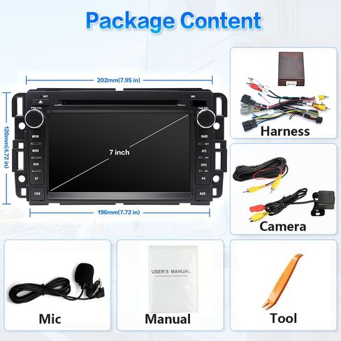 Car Radio Stereo CD DVD Player for Chevrolet Impala Traverse Avalanche GMC Sierra Acadia Yukon Chevy Silverado Tahoe Suburban 2007-2013 with Wireless Carplay Android Auto Navi Backup Cam/SWC in Saudi Arabia