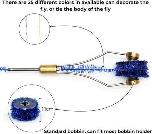 Chenille Fly Tying Material - 25 Spools Multi-Color Tinsel Crystal Flash Chenille Line for Nymph Bugs and Scud Flies in Saudi Arabia