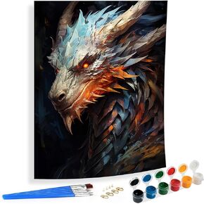 SKRYUIE Paint by Numbers Dragon for Adults, Acrylic Oil Painting by Numbers Kits Myths for Beginner with Paintbrushes Brushes Paintwork Art Crafts Canvas for Home Decor 16x20 inch / 40x50 cm