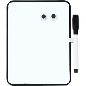 Magnetic Dry Erase Board for School Locker, 6" x 8", Black Framed with Marker and 2 Magnets - Small Whiteboard for Classroom, Home, Office, Travel