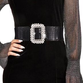 Yalice Rhinestone Ladies Belt Wide Elastic Waist Belts for Dress Sparkle Crystal Stretchy Belts Cinch Waist Band for Women
