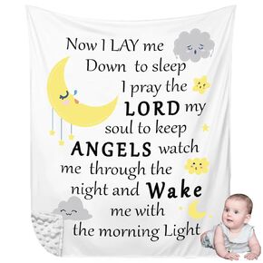 Peryiter Christian Gift for Baby Baptism Gift Plush Baby Blanket with Dotted Backing Baptism Blanket Scripture Quote Bible Verse Blanket for Newborn Boy Girl Christening Godchild Gift, 30 x 40 Inch