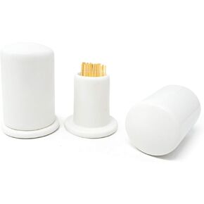 Honbay 2PCS Ceramic Toothpick Holders Toothpick Dispensers Tooth Picks Containers with Lid for Home Kitchen Restaurant or Picnic