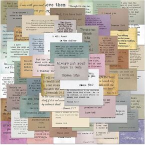 60PCS Bible Verse Stickers, Icicrim Vintage Bible Typewriting Stickers for Journaling Supplies, Vinyl Waterproof Stickers Christian Scrapbook Supplies Christian Gifts