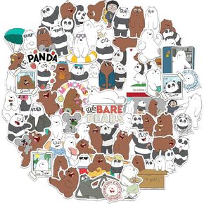WE Bare Bears Stickers Die Cut Vinyl Sticker Variety Pack - Laptop, Water Bottle, Scrapbooking, Tablet, Skateboard, Indoor/Outdoor - Set of 50