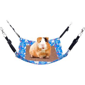 Enlarged Guinea Pig Hammock with Summer Mat,Cooling Guinea Pig Cage Accessories Ferret Rat Waterproof Hanging Hammock for Small Animals Hiding Sleeping,Adjustable Length 13.8x13.8 in