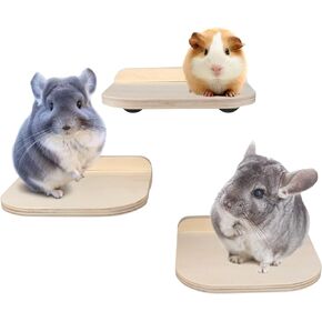 Chinchilla Wooden Platform Set, Chinchilla Cage Platform with Feeding Bowl, Small Animals Cage Accessories for Chinchilla Squirrel Gerbil Suger Glider Hamsters (Feeding Platform + Small Platform)