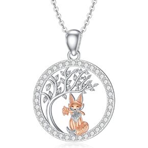925 Sterling Silver Fox/Giraffe/Koala/Panda Necklace Cute Animal Pendant Jewelry Gifts for Women Animals Lover