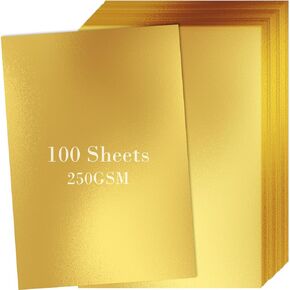 100 Sheets Metallic Mixed Cardstock Paper Bulk, Mixed Paper Foil Board 8.5" x 11", Mirror Finish Surface, Assorted Mixed Glitter Paper 250gsm for Crafting Card Making Invitations Decorations