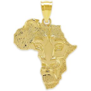 Gold Africa Charm Pendant - 10 Karat Gold - Africa Continent Jewelry
