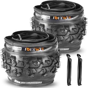 SIMEIQI 2 Pack 26"x1.95" 20"x2.125" Inch 60TPI for Mountain Bike Tires with 2 Levers and with or Without 2 Inner Tubes Gluless Patches for Mountain Trail Bicycle Replacement Tires