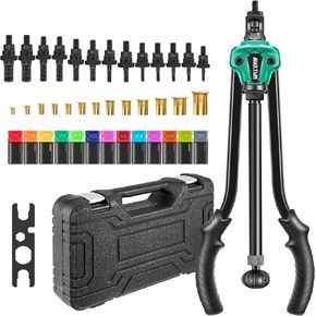 8" Rivet Nut Tool, Hand Rivet Nut Kit with 4 Metric & 4Inch Mandrels M3,M4 M5,M6,6-32,8-32,10-24,1/4-20,80Pcs Rivet nut Assortment Kit, and Rugged Carrying Case