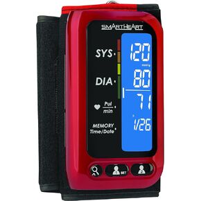SmartHeart Blood Pressure Monitor | Attached Upper Arm Cuff | Advanced Inflation Technology | 500-Reading Memory