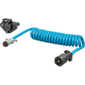 CURT 57283 8-Foot Flat Towing 7-Way RV Blade Motorhome to 6-Way Round Dinghy Vehicle Wiring Adapter Extension Harness , Blue