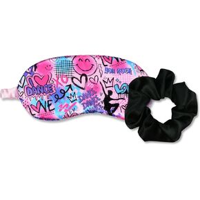 iscream + Corey Paige Silky Satin, Fully Lined Sleep Mask and Matching Scrunchy Set - Love to Dance
