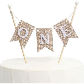 Handmade “ONE" Birthday Cake Topper - 1st First Birthday Cake Bunting，White Cake Topper Banner For 1st Birthday，First Birthday Cake Topper，1st Birthday Celebration, Cake Smash And Photo Prop