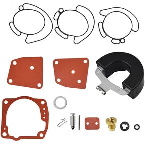 0438996 Carburetor Repair Kit with Float Replacement for OMC Johnson Evinrude Outboard V4 V6 90 100 105 115 150 175 HP Boat Motor Engine Carb Rebuild Parts Sierra 18-7247 436852 435442 438996
