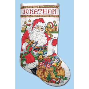 Design Works Crafts Checking His List Counted Cross Stitch Stocking Kit, White